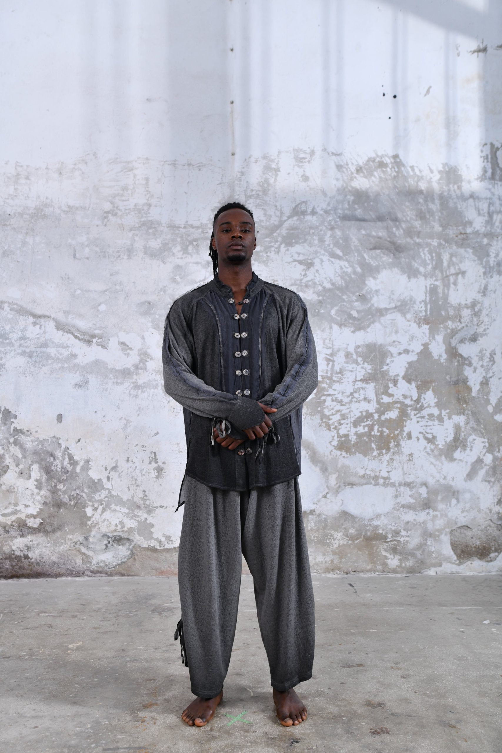 Black Menswear Shirt Boho Men Ceremony Outfit Sustainable