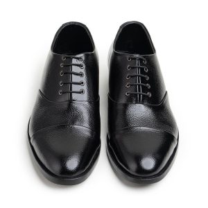 Black Grained Leather Captoe Oxford Dress Shoes Bella